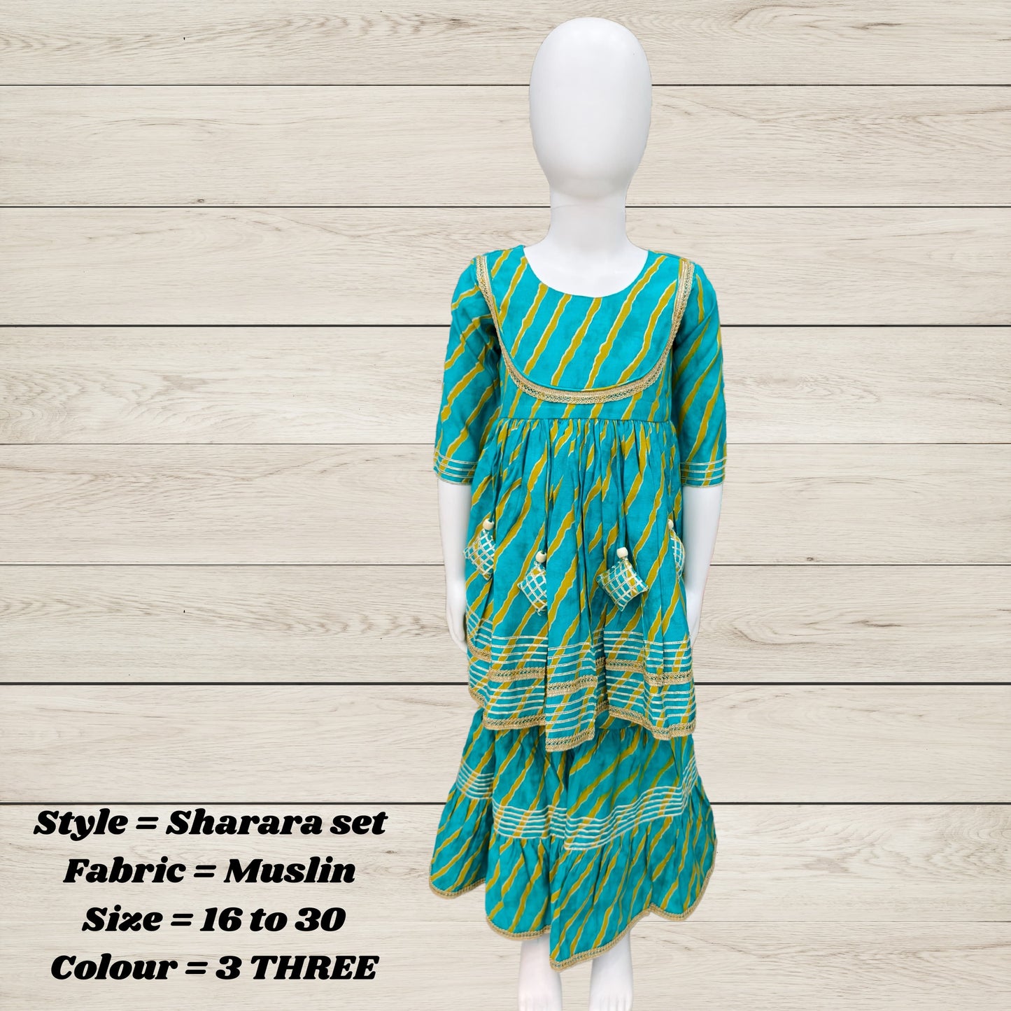Girls' Festive Cotton Top, Skirt & Dupatta Set – Multicolor Tassel Design