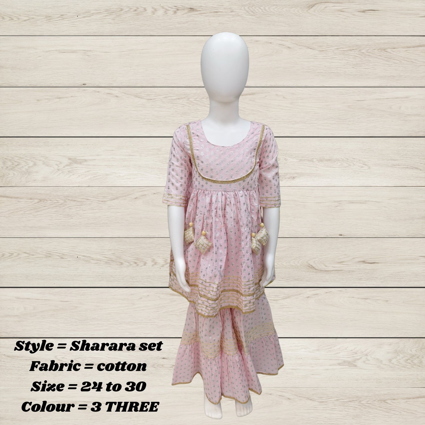Girls' Festive Cotton Top, Skirt & Dupatta Set – Multicolor Tassel Design