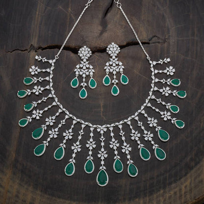 Emerald Green Kundan Choker Set with Earrings & Maang Tikka