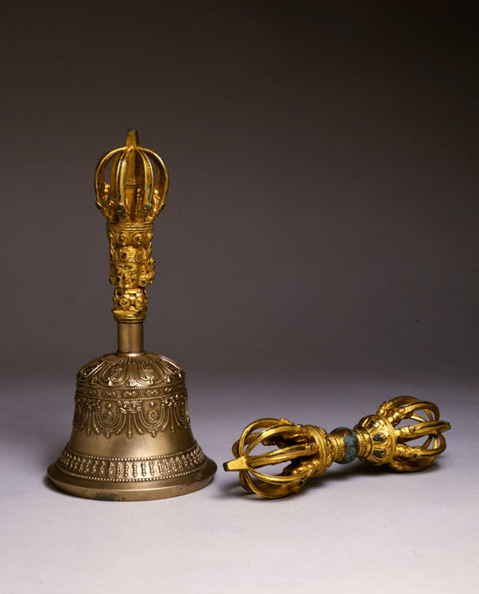 Tibetan Dorje Ghanta Bell – Brass Handbell with Vajra Handle