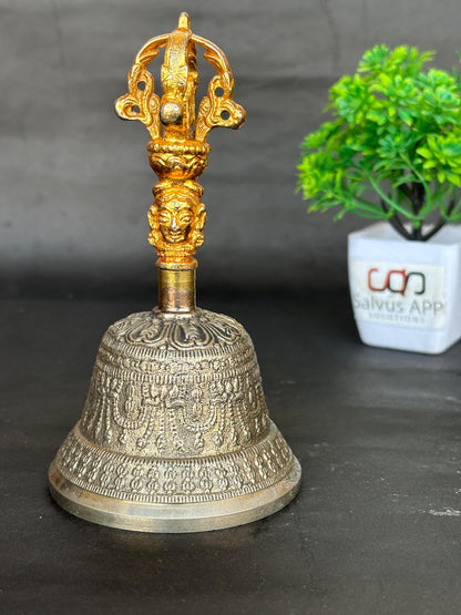 Tibetan Dorje Ghanta Bell – Brass Handbell with Vajra Handle