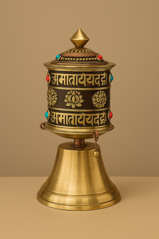 Handcrafted Tibetan Brass Prayer Wheel – Om Mani Padme Hum Mantra