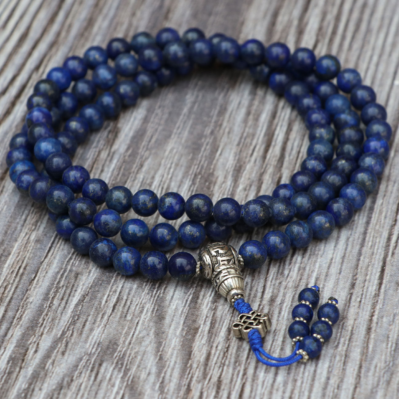 Handcrafted Wooden Japa Mala with Turquoise Accents – 108 Beads