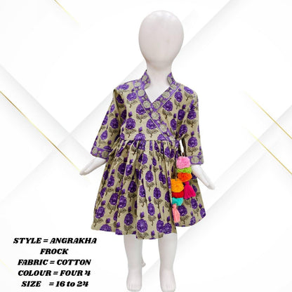 Girls' Cotton Angarakha Frock – Traditional Printed Dress (1–6 Years)