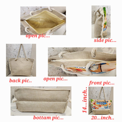 "It’s Summer Time" Beach Tote Bag with Rope Handles