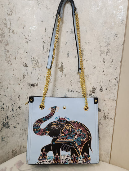Mandala Art Tote Bag with Gold Chain Strap – Elegant & Ethnic Fusion