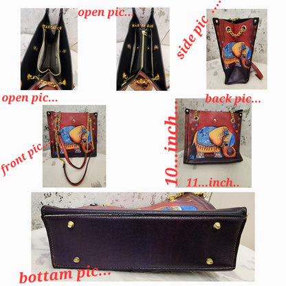 Mandala Art Tote Bag with Gold Chain Strap – Elegant & Ethnic Fusion