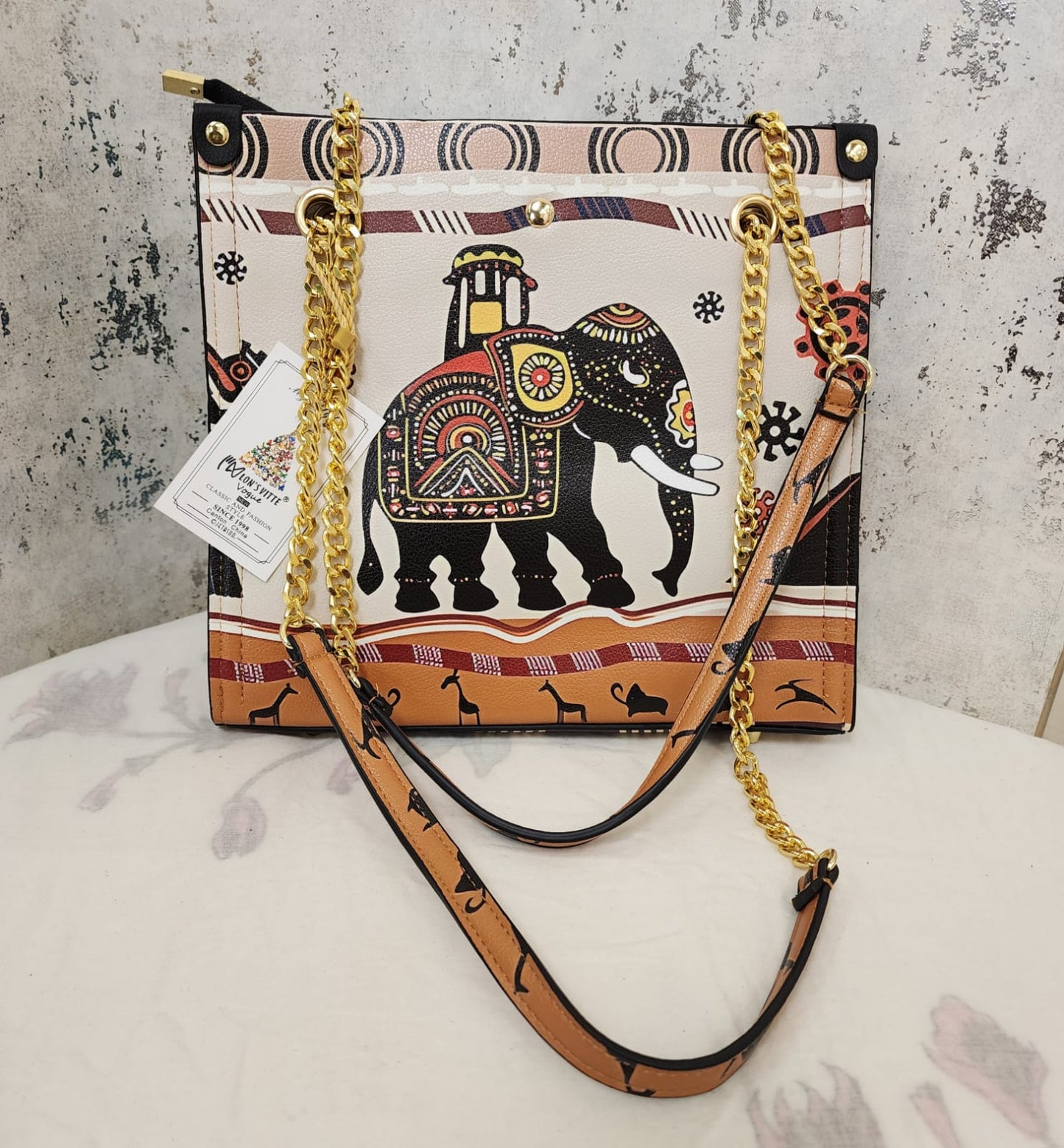 Mandala Art Tote Bag with Gold Chain Strap – Elegant & Ethnic Fusion