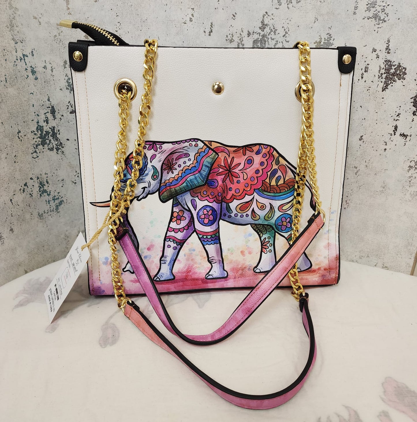 Mandala Art Tote Bag with Gold Chain Strap – Elegant & Ethnic Fusion