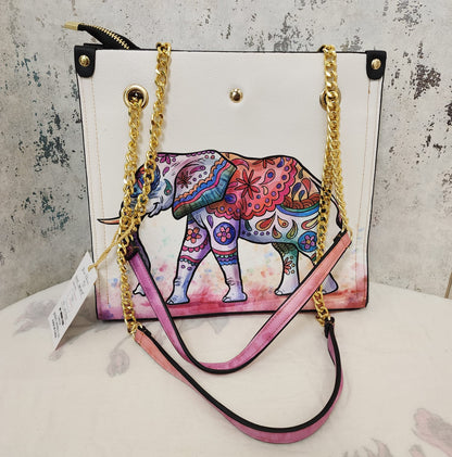 Mandala Art Tote Bag with Gold Chain Strap – Elegant & Ethnic Fusion