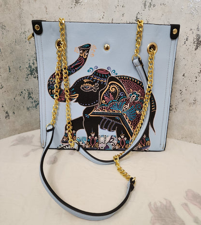 Mandala Art Tote Bag with Gold Chain Strap – Elegant & Ethnic Fusion