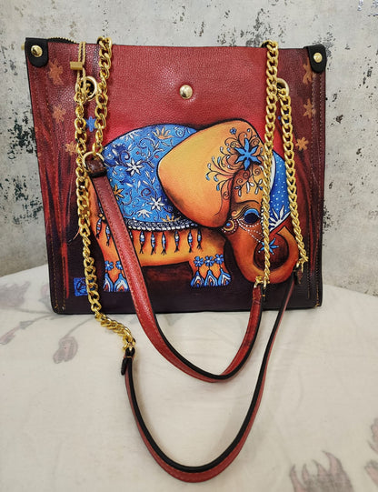 Mandala Art Tote Bag with Gold Chain Strap – Elegant & Ethnic Fusion