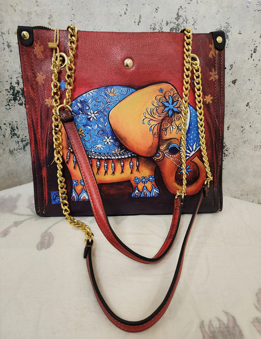 Mandala Art Tote Bag with Gold Chain Strap – Elegant & Ethnic Fusion