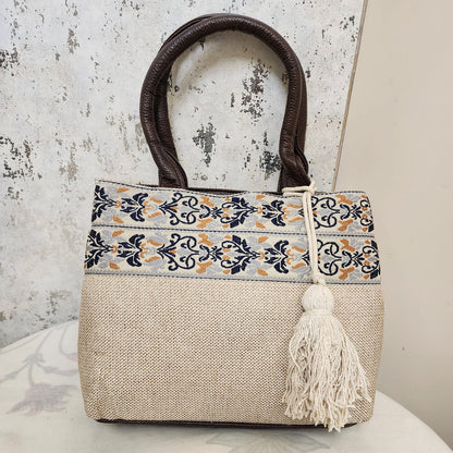 Ethnic Embroidered Tote Bags with Tassel Charm