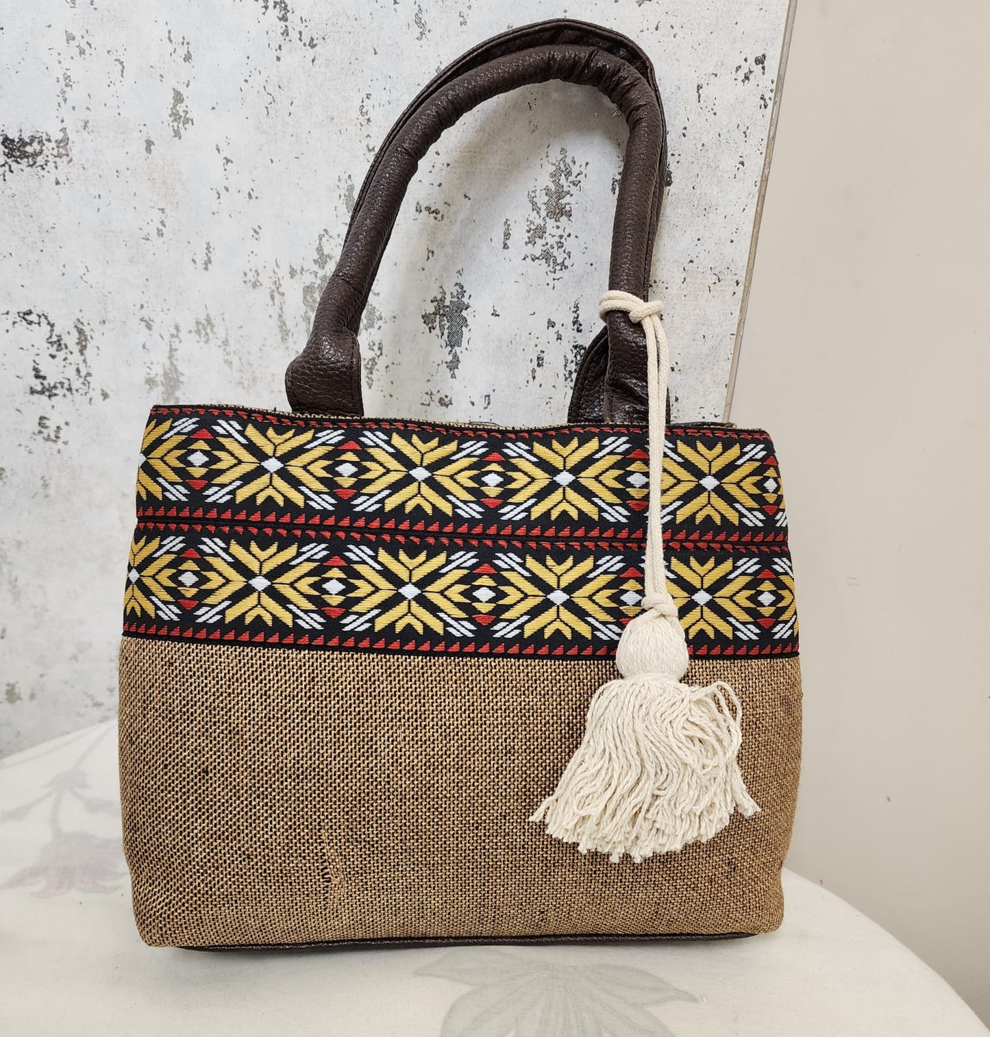 Ethnic Embroidered Tote Bags with Tassel Charm