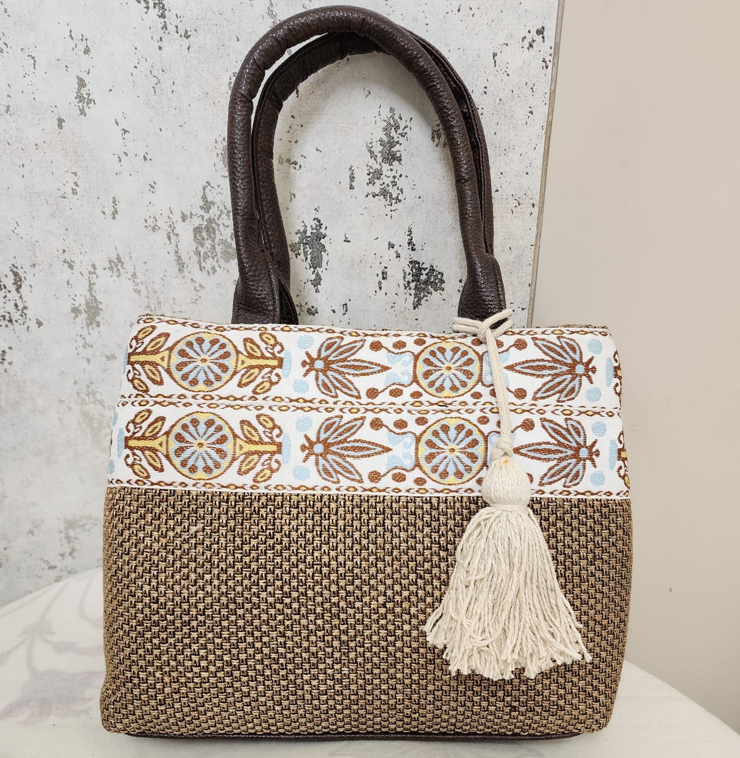 Ethnic Embroidered Tote Bags with Tassel Charm