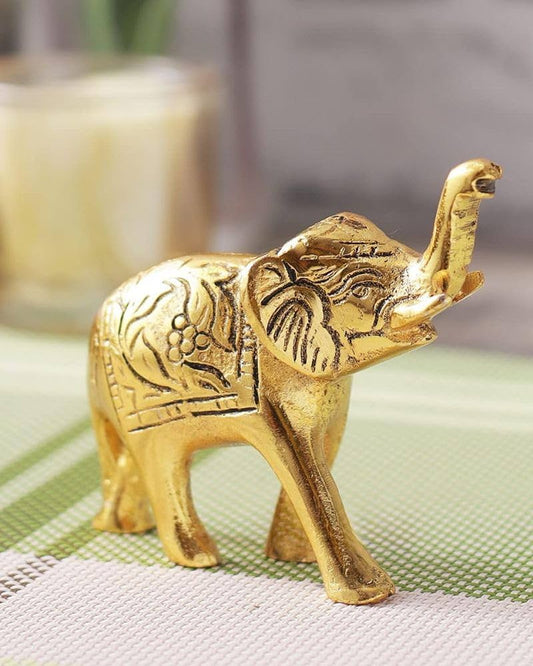 Mini Brass Elephant Idol – Handcrafted Good Luck Figurine