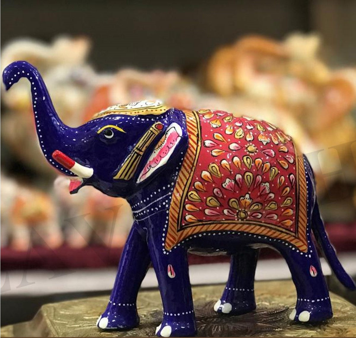 Royal Blue Hand-Painted Elephant Figurine – Rajasthani Art Decor